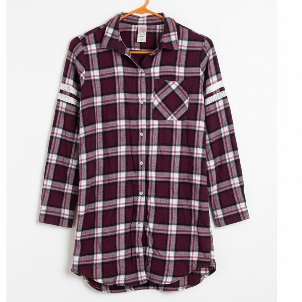 SO Pink and Black Flannel Plaid Shirt Long Sleeve Button Down
